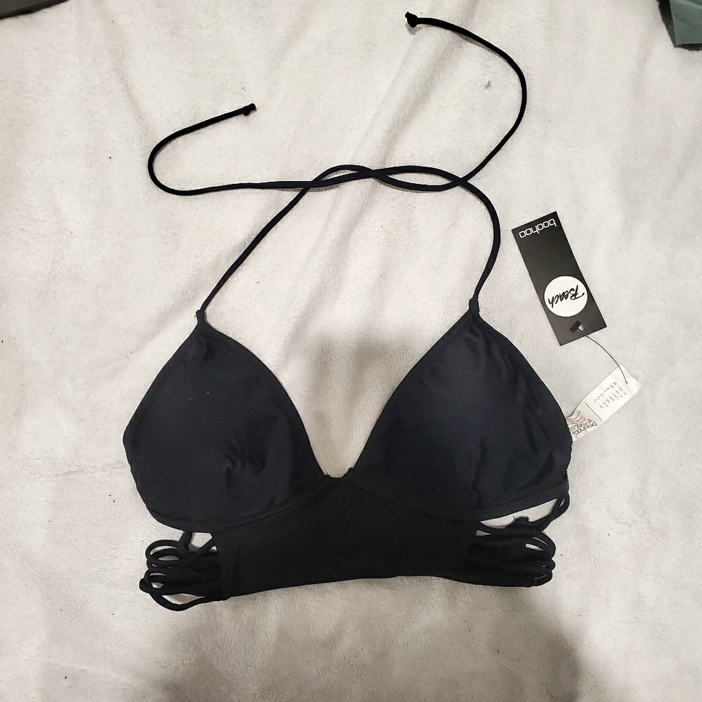 NWT Boohoo strappy longline bikini top
